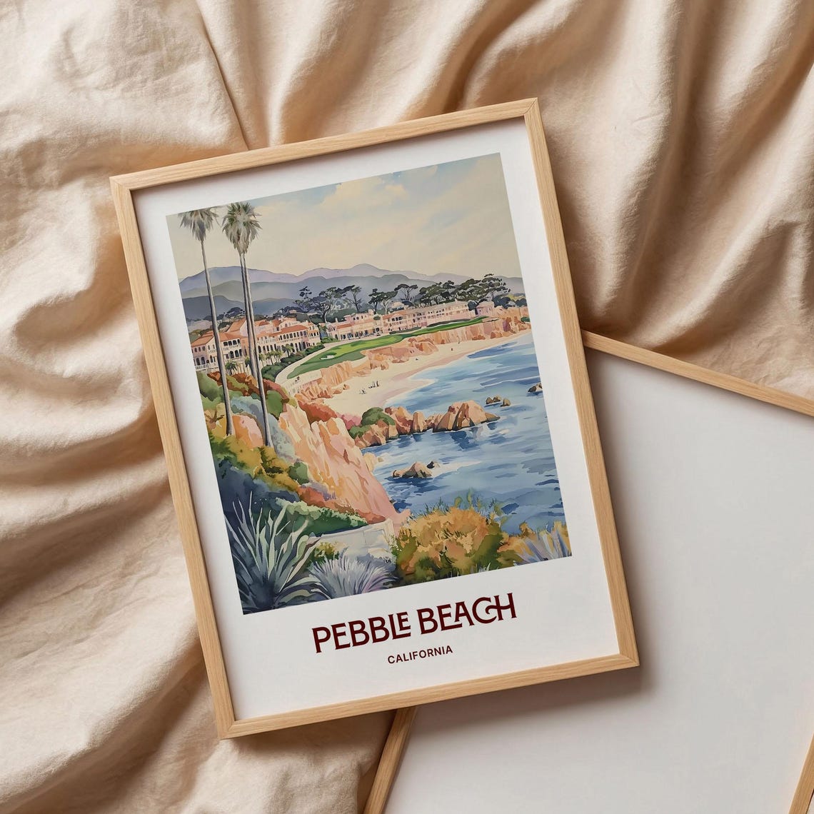 Pebble Beach California Coastal Watercolor Poster Golf Course View - Image 3