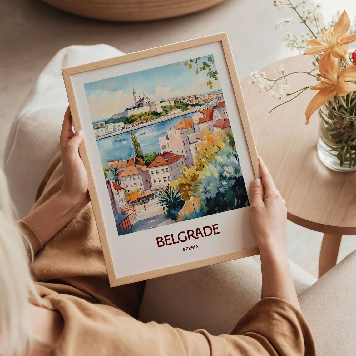 Belgrade Serbia Fortress River Old Town Watercolor Travel Poster - Image 5