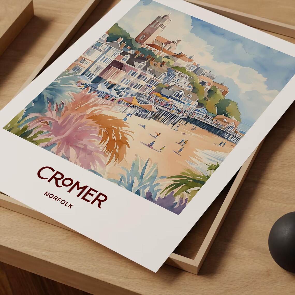 Cromer Norfolk England Watercolor Beach Pier Seaside Town Travel Poster - Image 2