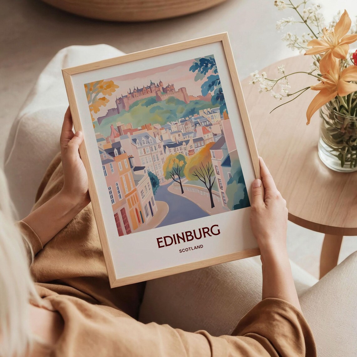 Edinburgh Scotland Castle Old Town Watercolor Travel Art Poster - Image 5