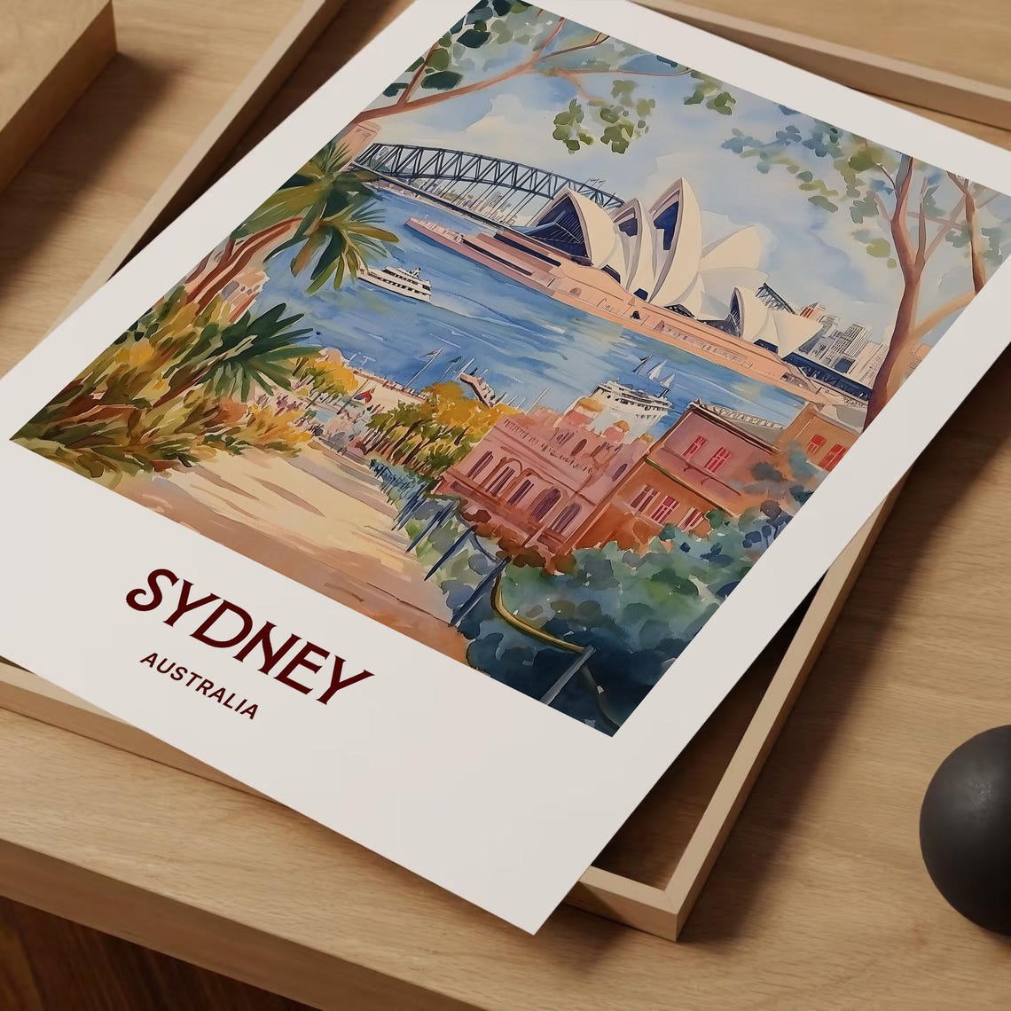Sydney Australia Harbour Bridge Opera Watercolor Poster Promenade - Image 2