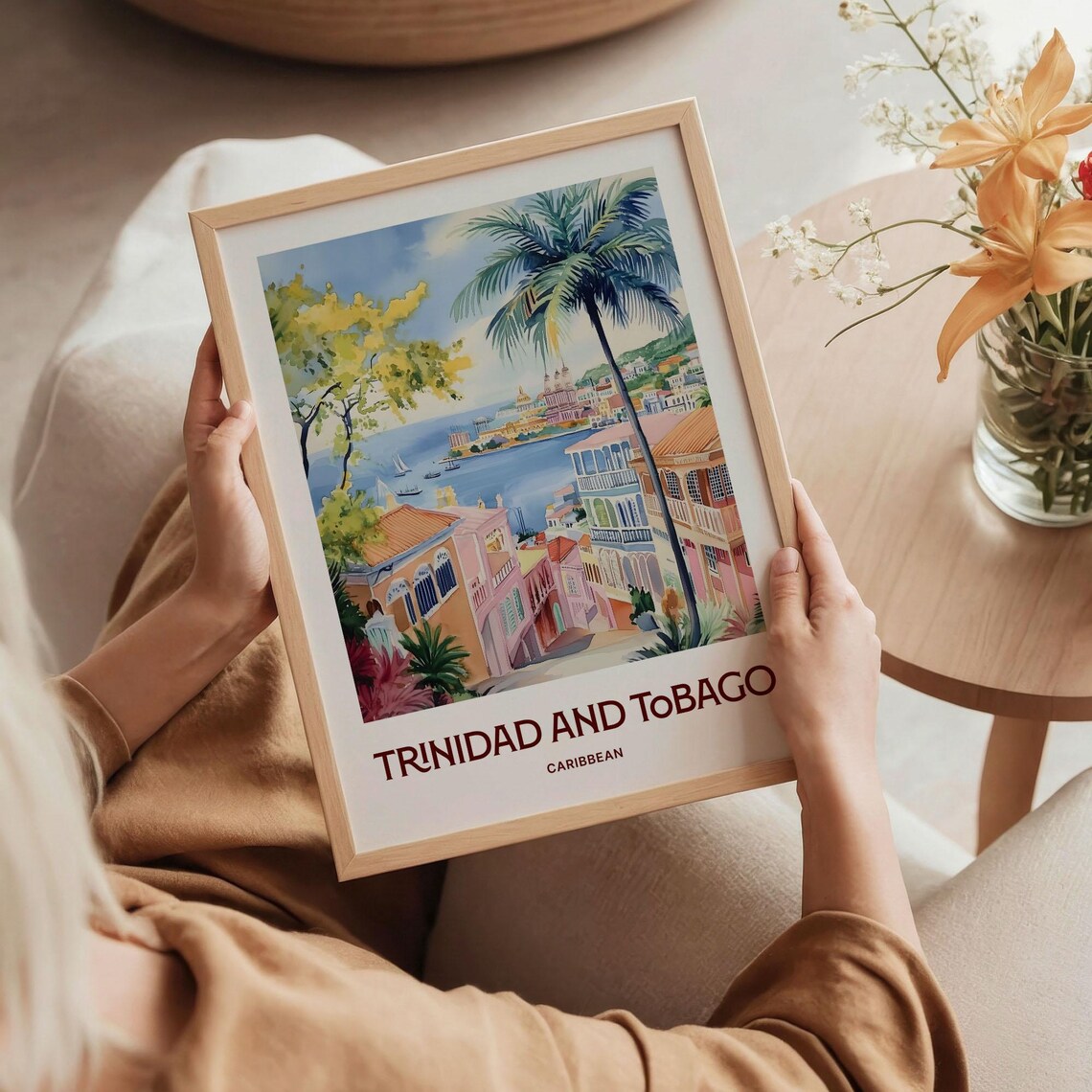 Trinidad and Tobago Caribbean Pastel Watercolor Harbor Poster - Image 5