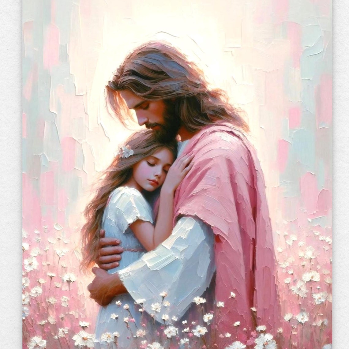 Her Savior Christian Painting Jesus With Girl Jesus Painting Lds Art Bible Painting Jesus With Children Wall Art Christian Picture - Image 7