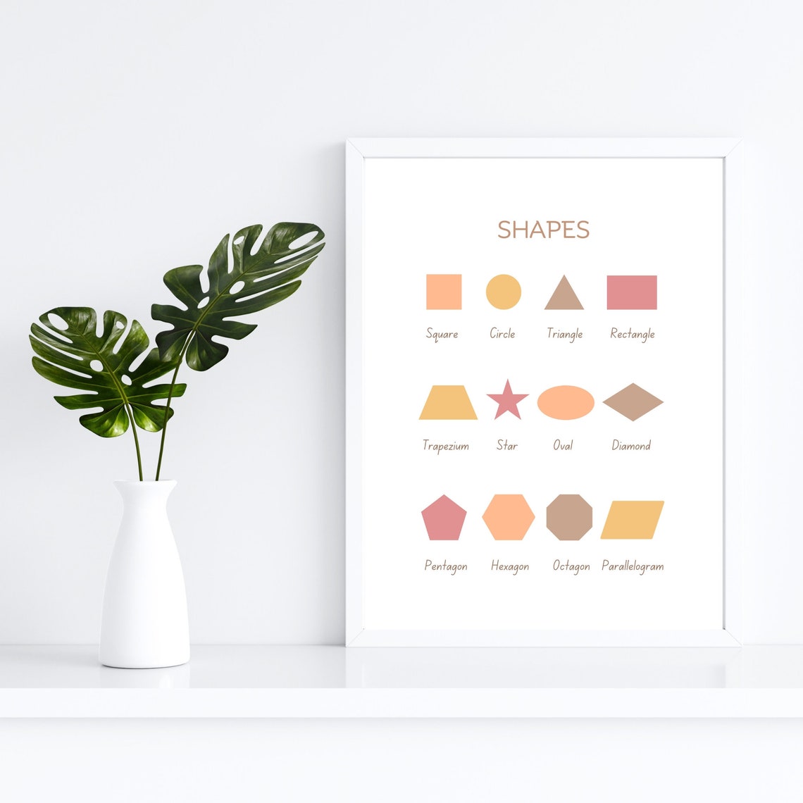 Shapes Educational Print Nursery Wall Art Rainbow Nursery Decor Colorful Shapes Classroom Decor Rainbow Wall Art - Image 3