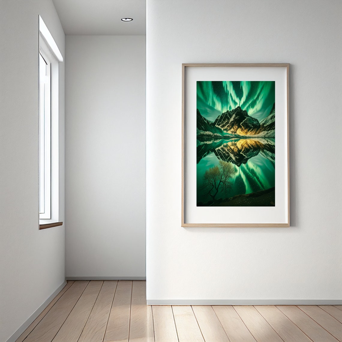 Northern Lights Aurora Mountain Lake Reflection Night Sky Poster - Image 3