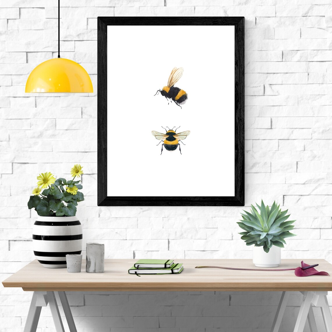 Bumble Bees Watercolor Art Print, Be Kind - Image 2