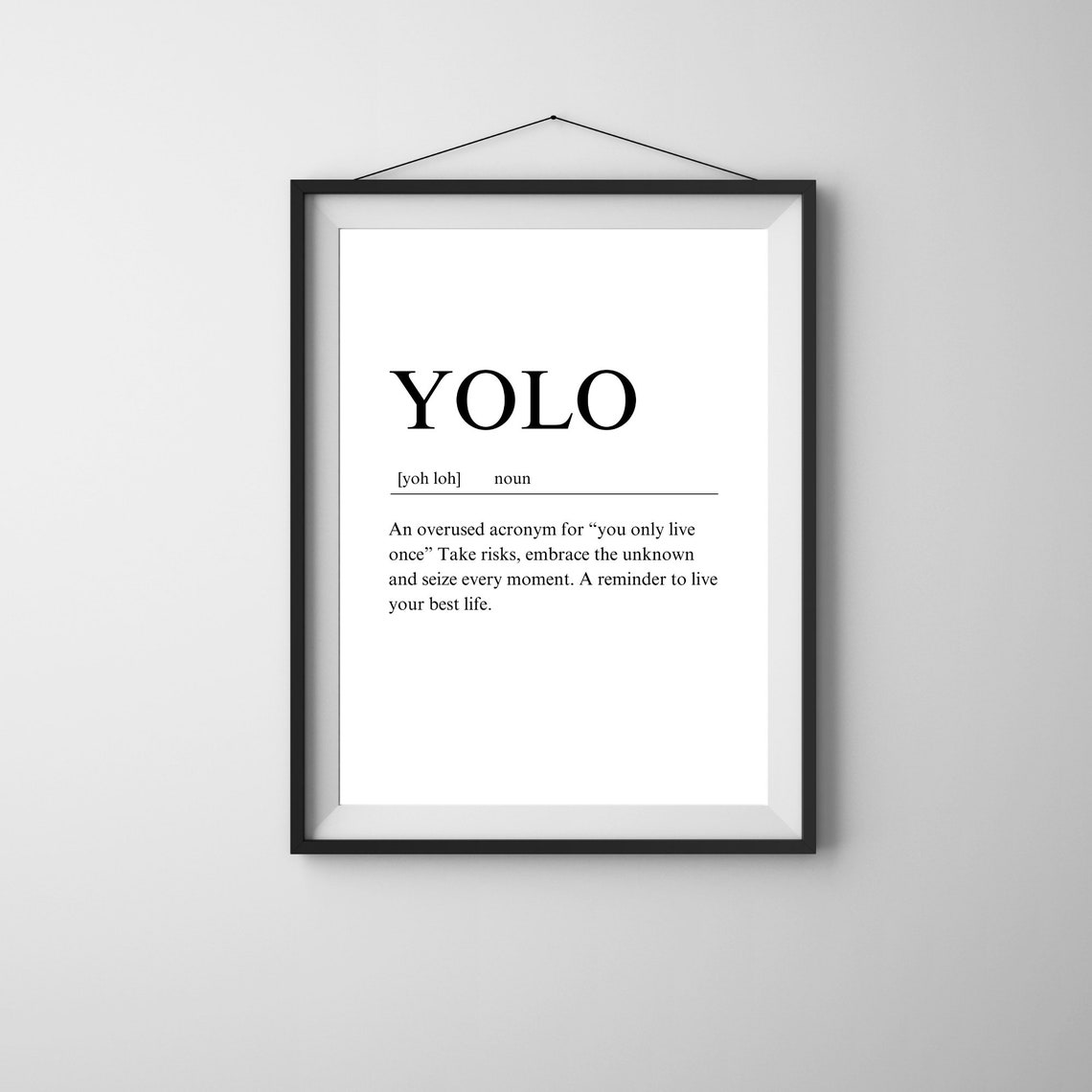 YOLO Definition Dictionary Style Minimalist Black Typography Poster - Image 2
