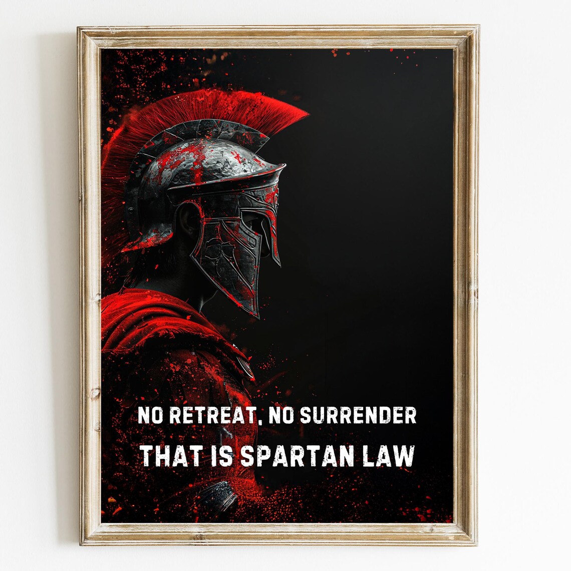Spartan Warrior No Retreat No Surrender Red Black Motivational Poster