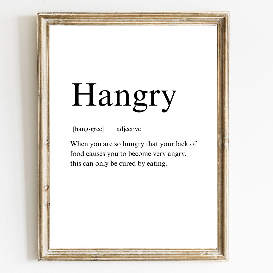 Funny Hangry Dictionary Definition Kitchen Typography Quote Poster