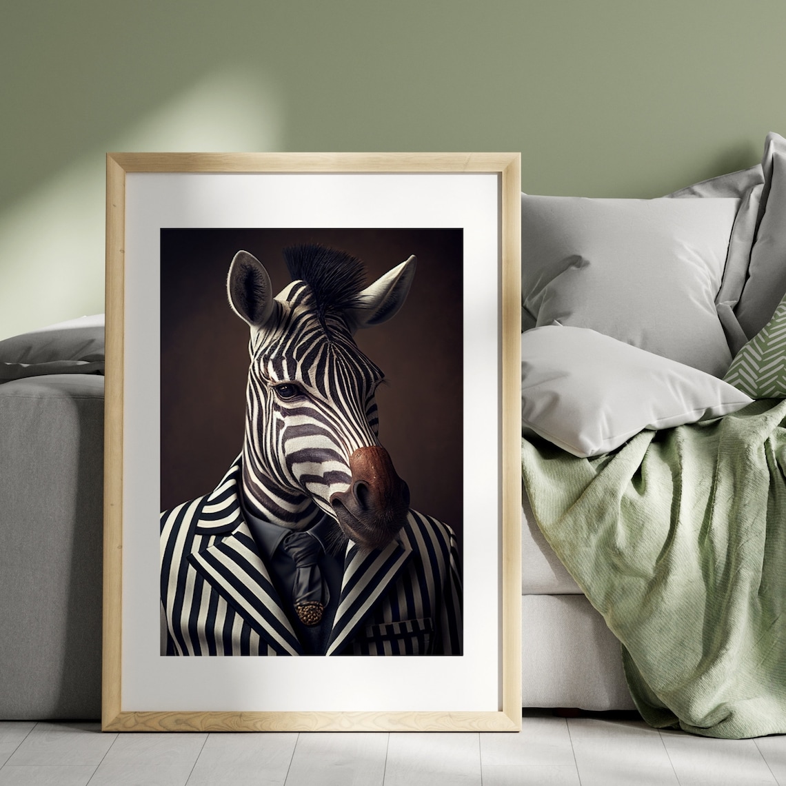 Zebra Vintage Painting, Animal Wall Art Print - Image 3