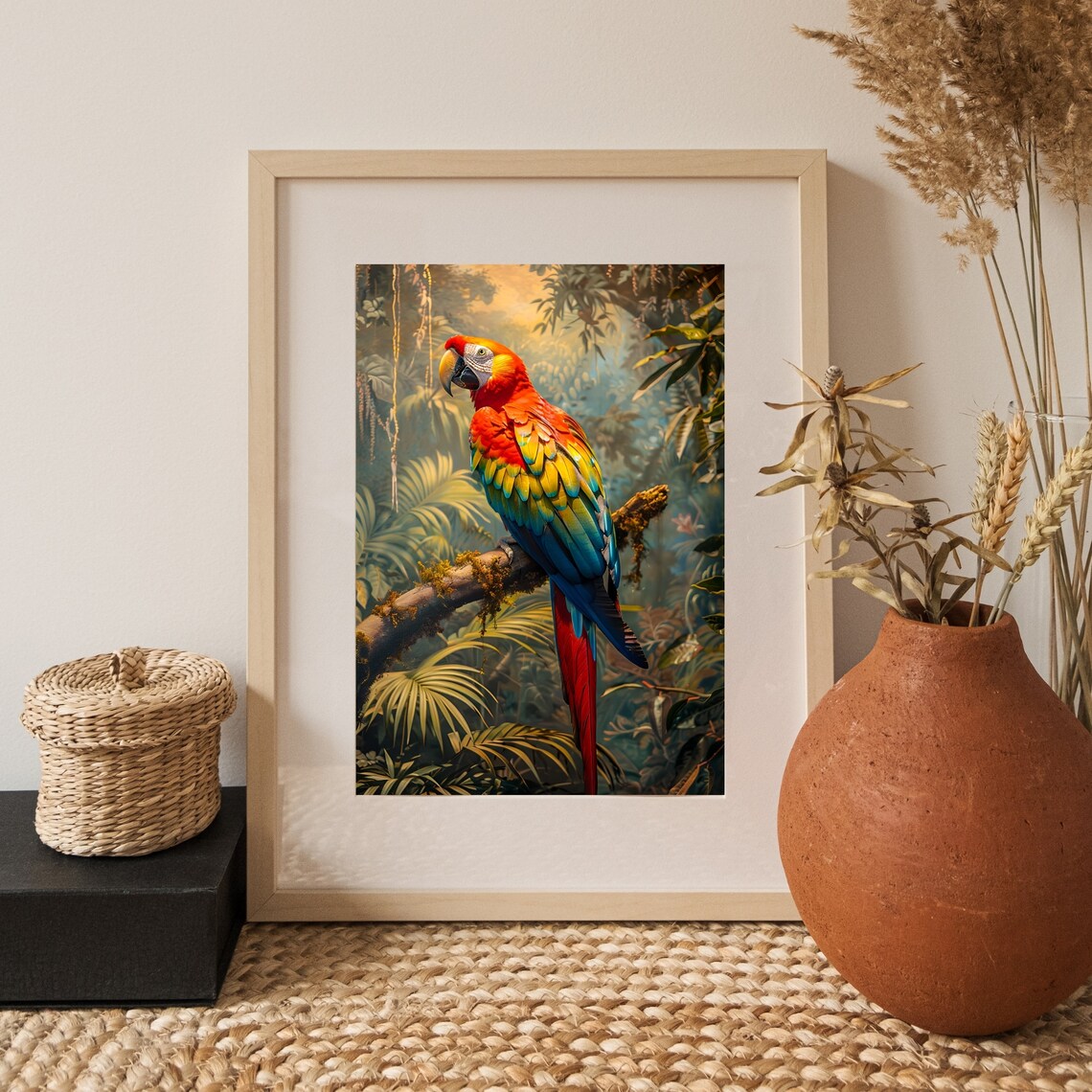 Scarlet Macaw Tropical Bird Painting Art Print - Image 2