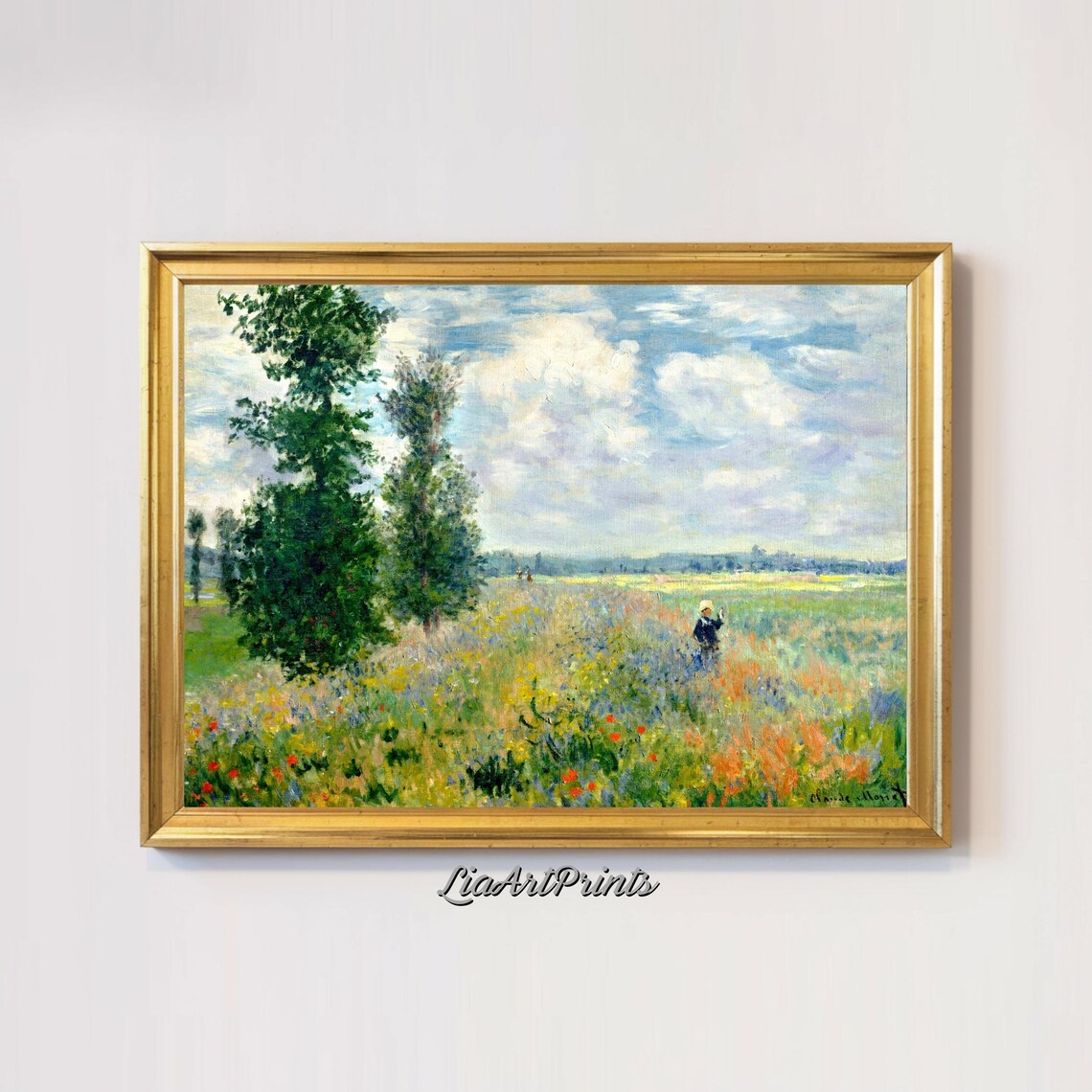 Tranquil Wildflower Meadow, Monet-Inspired Landscape Art - Image 3