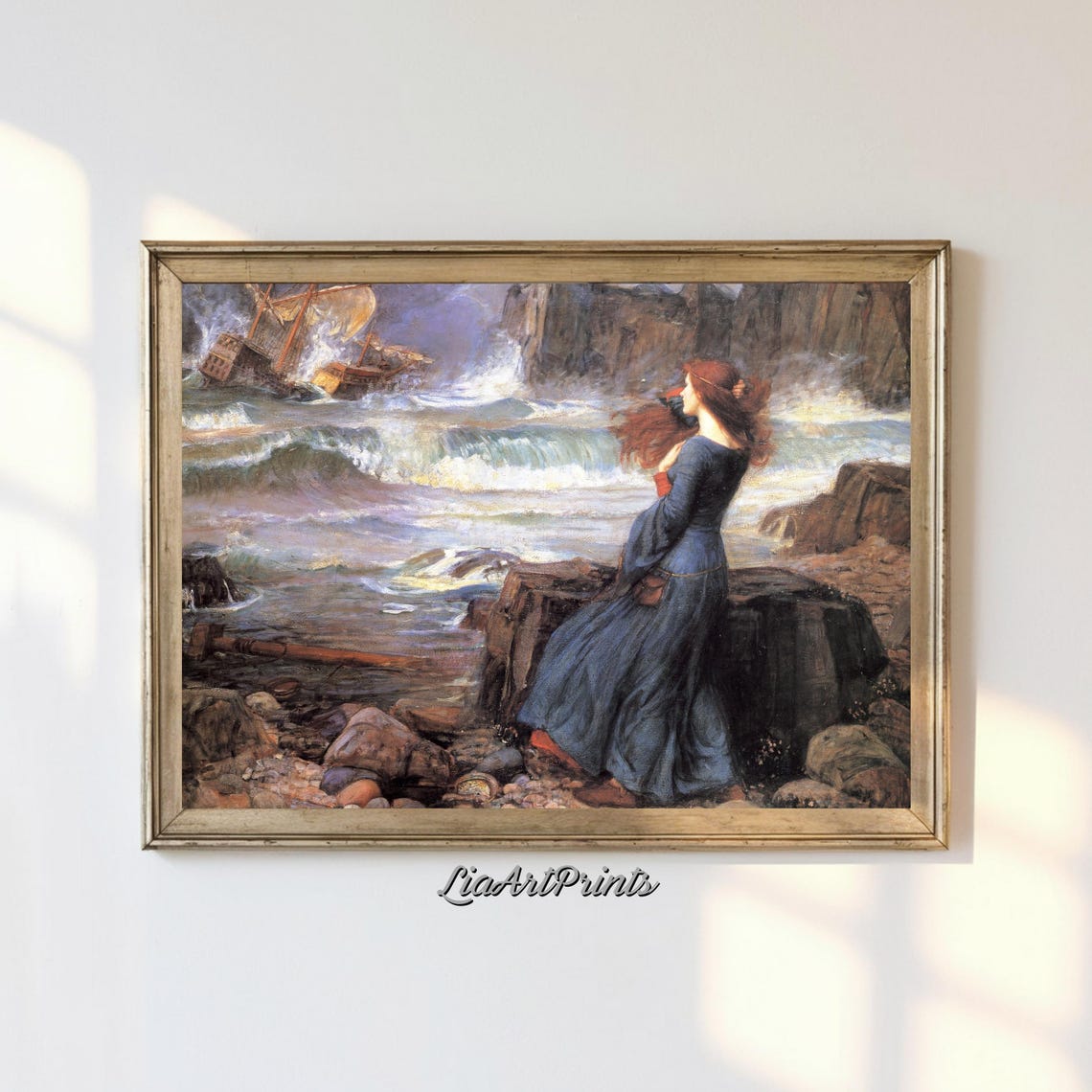 John William Waterhouse The Tempest Miranda Shipwreck Romantic Poster