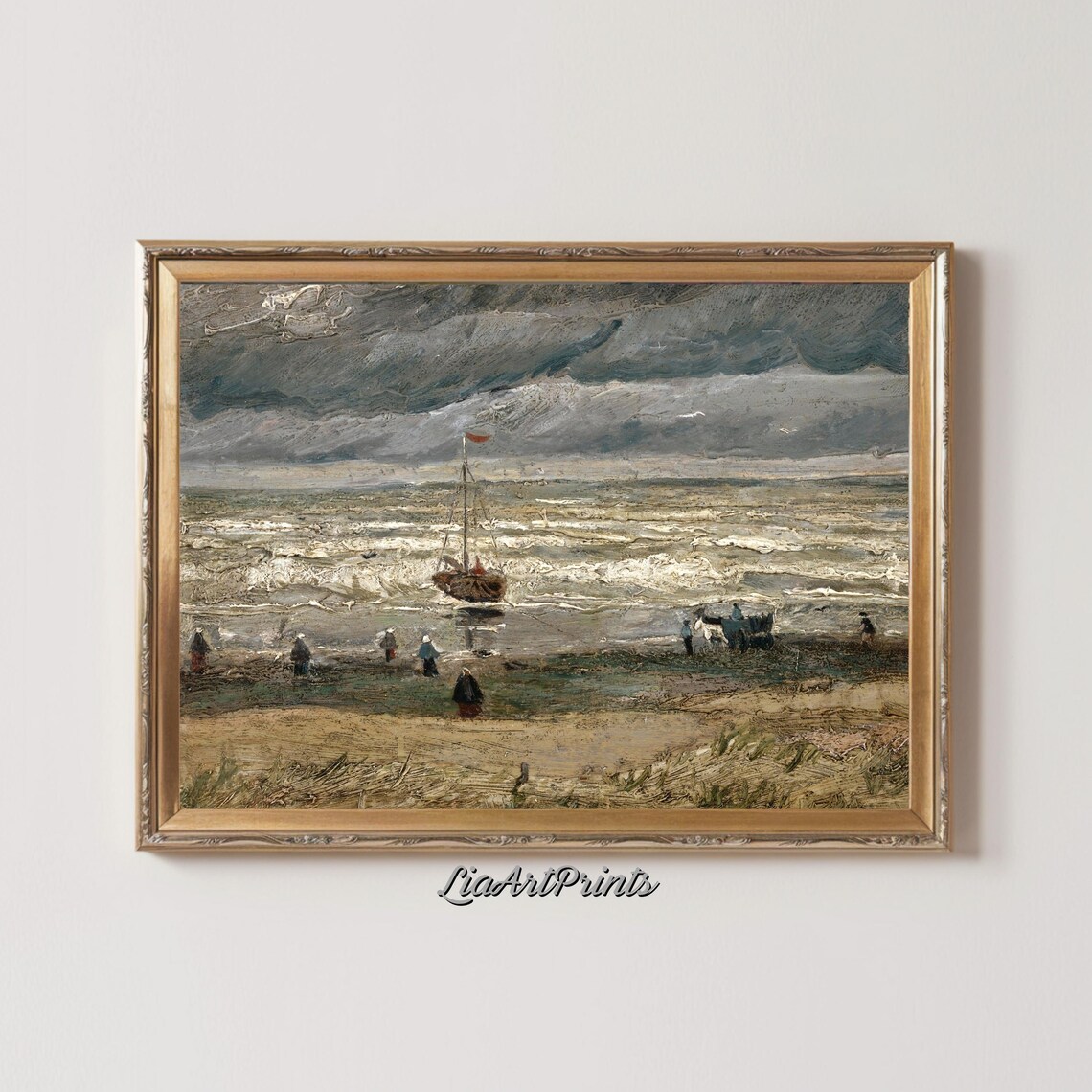 Stormy Coastal Scene Van Gogh Inspired Art Print Dramatic Seascape Wall Art Nautical Decor - Image 3