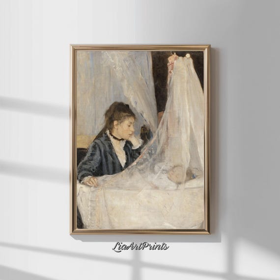 Tender Mother And Child Scene Impressionist Maternal Artwork Vintage Nursery Decor Art