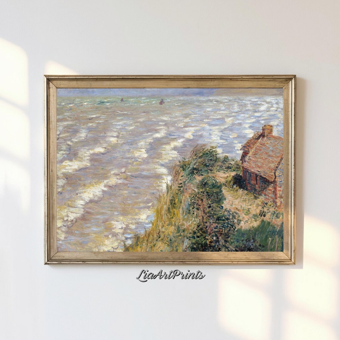 Windy Coastal View, Monet-Inspired Seaside Landscape