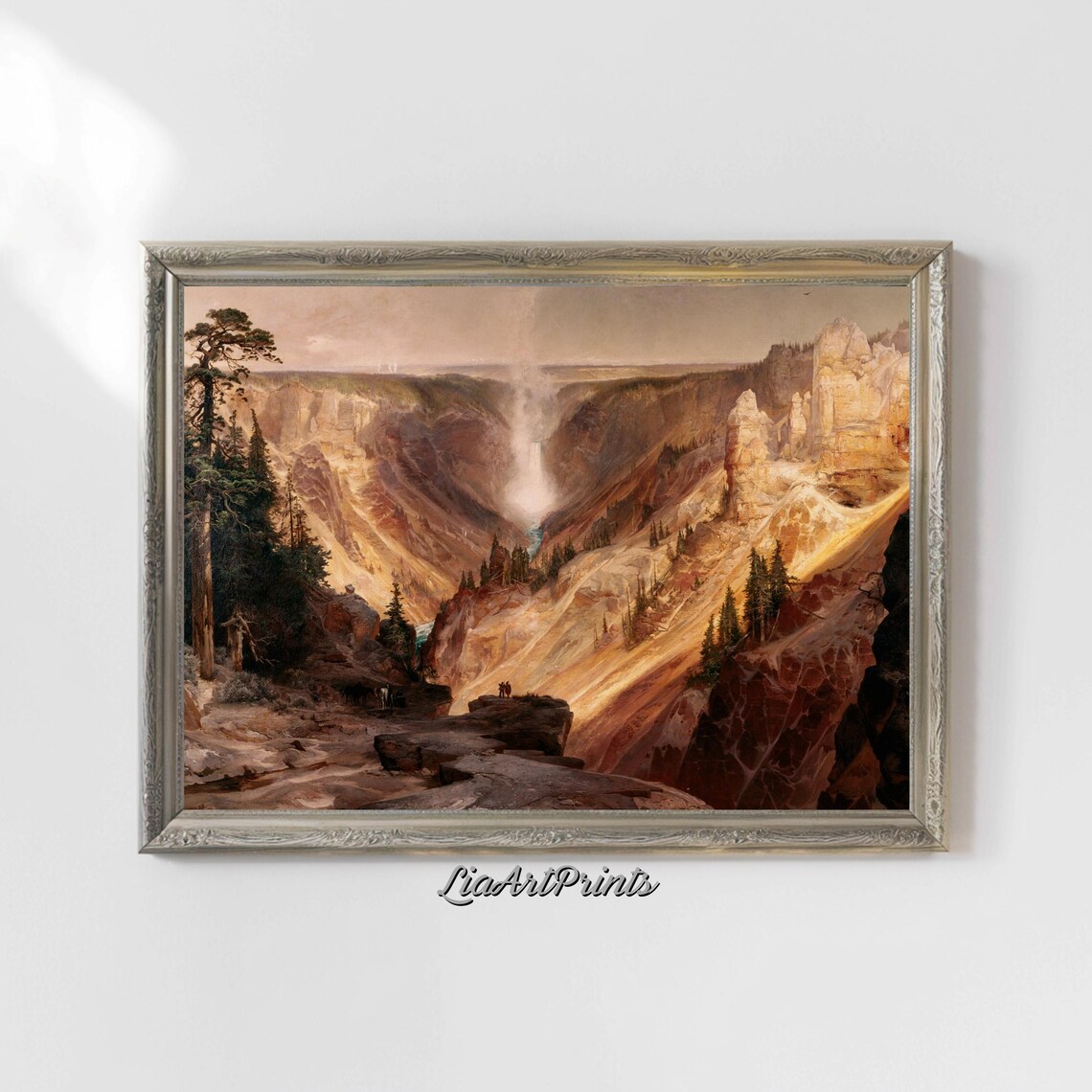 Golden Canyon Landscape Wall Art Majestic Waterfall In Grand Valley Artwork For Rustic And Modern Decor - Image 4