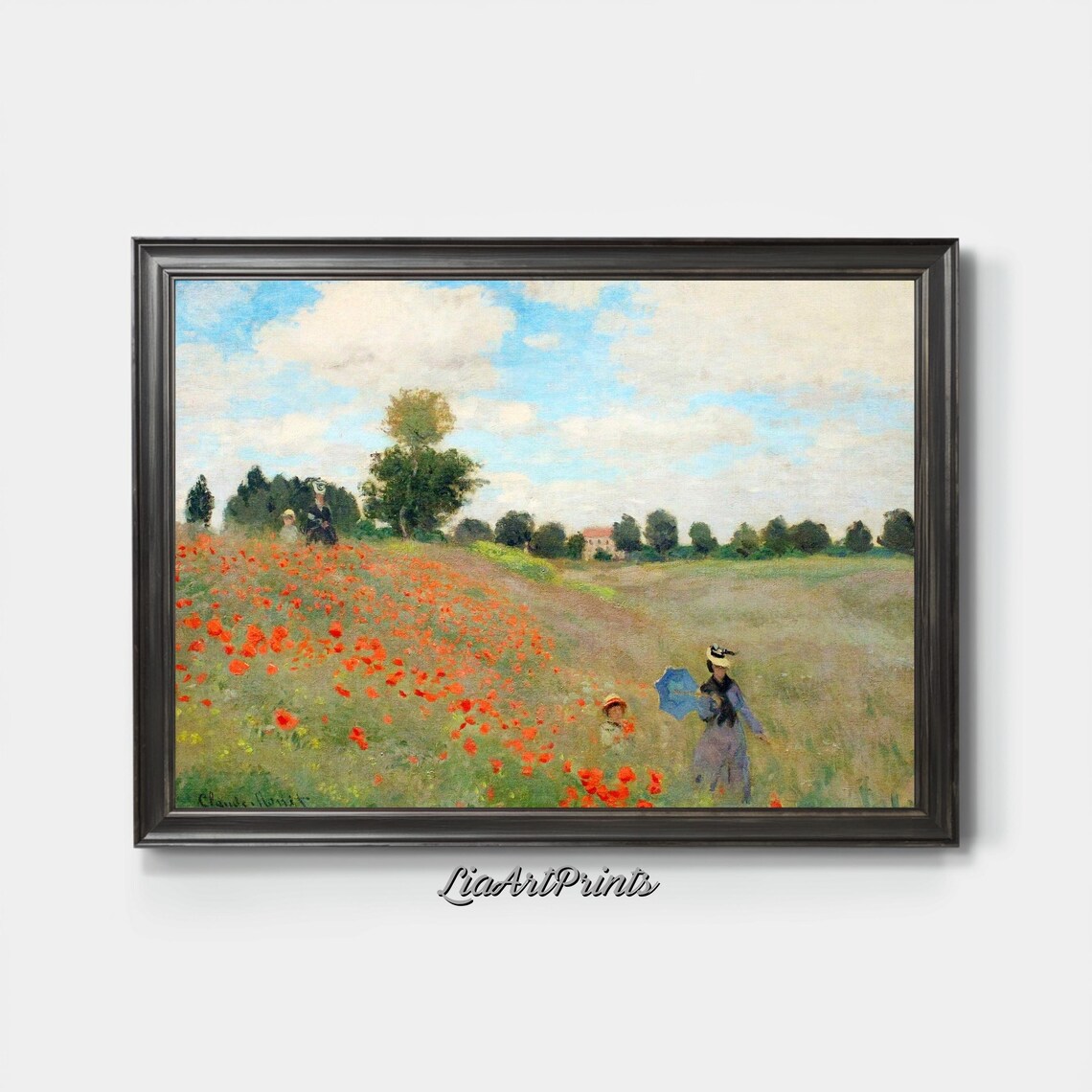 Monet Poppy Field Near Argenteuil Woman and Child in Bloom Poster - Image 3