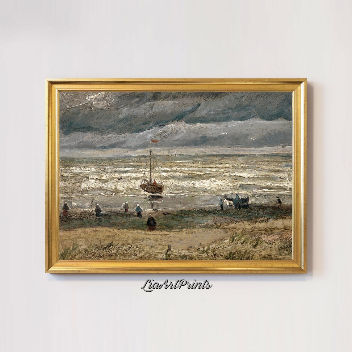 Stormy Coastal Scene Van Gogh Inspired Art Print Dramatic Seascape Wall Art Nautical Decor - Image 2