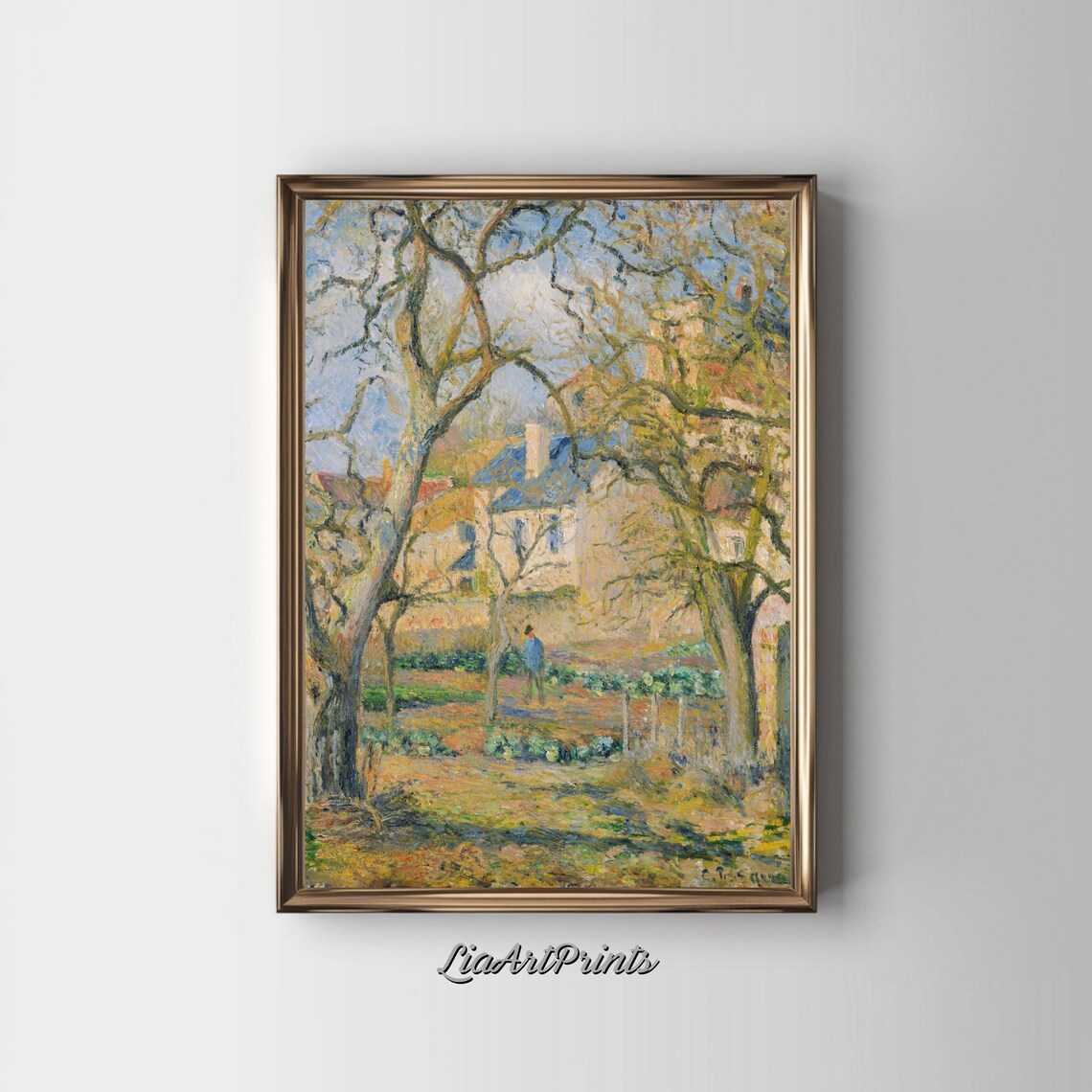Charming Village Garden Scene, Rustic Impressionist Art - Image 3