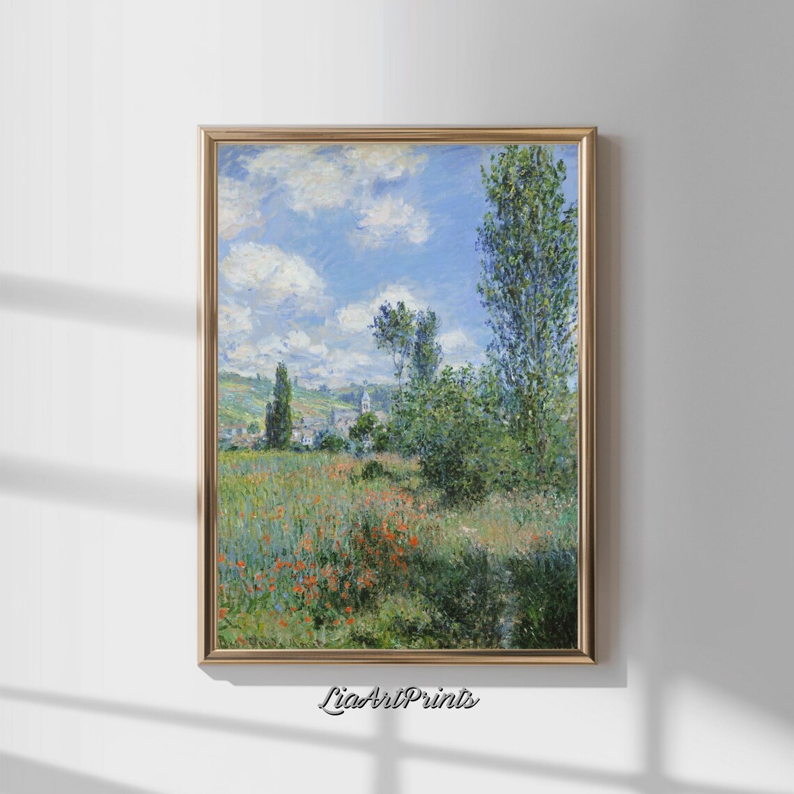 Sunny Impressionist Meadow Scene, Monet Inspired Art