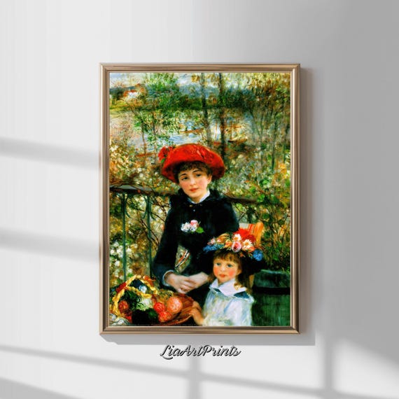 Renoir Style Mother And Child Wall Art Impressionist Artwork Boating Scene Art Vintage Fine Art Print