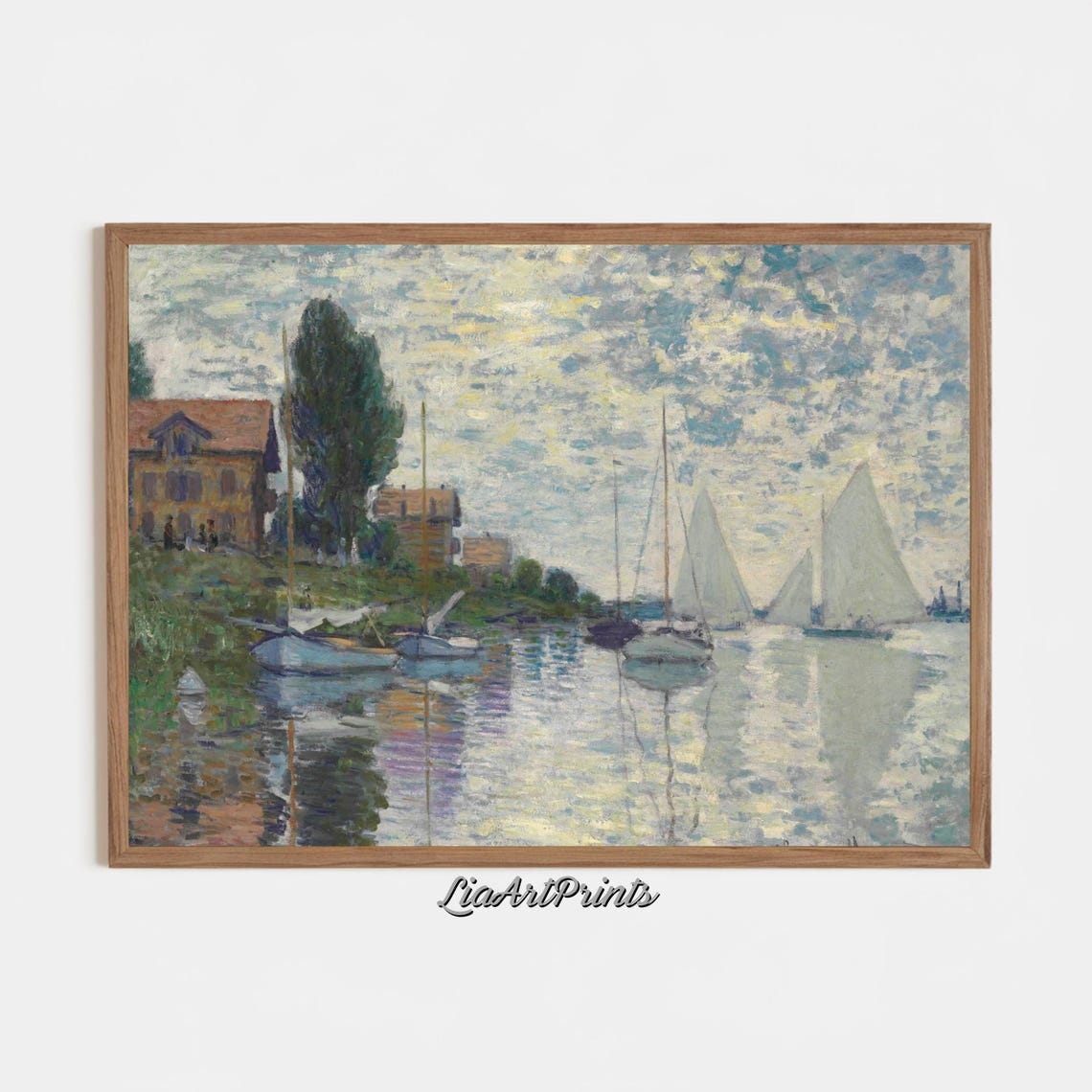 Sailboats At Sunset Impressionist Landscape Wall Art Monet Style Art Print Boating And Nature Decor - Image 3