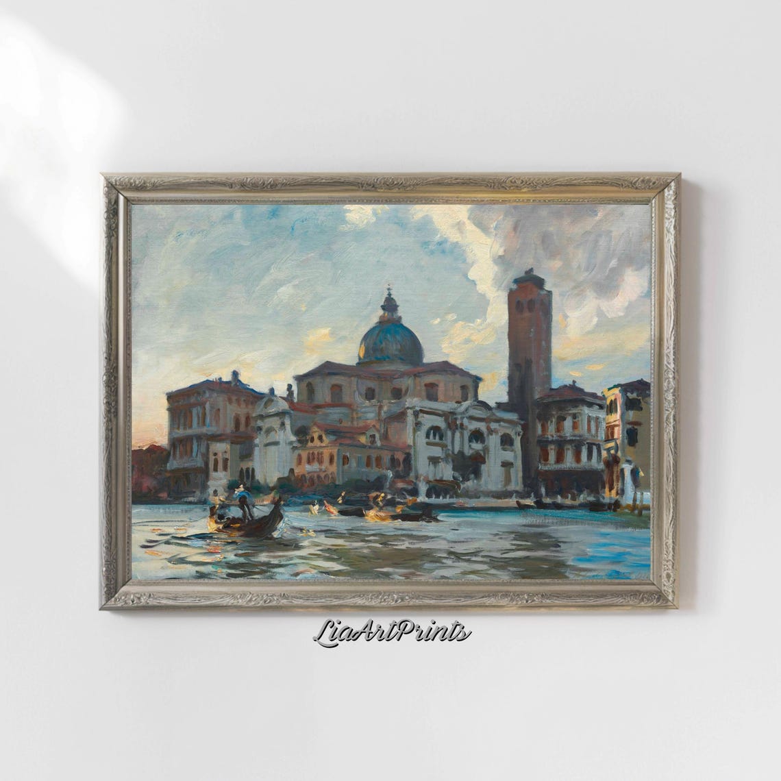 Venetian Grand Canal Church Campanile Gondola Boats Evening Poster - Image 4