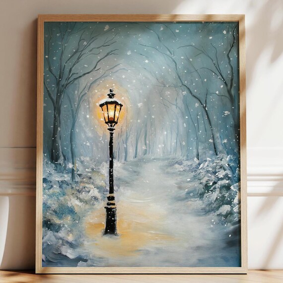 Narnia Lamppost by C.S. Lewis, Winter Art Print