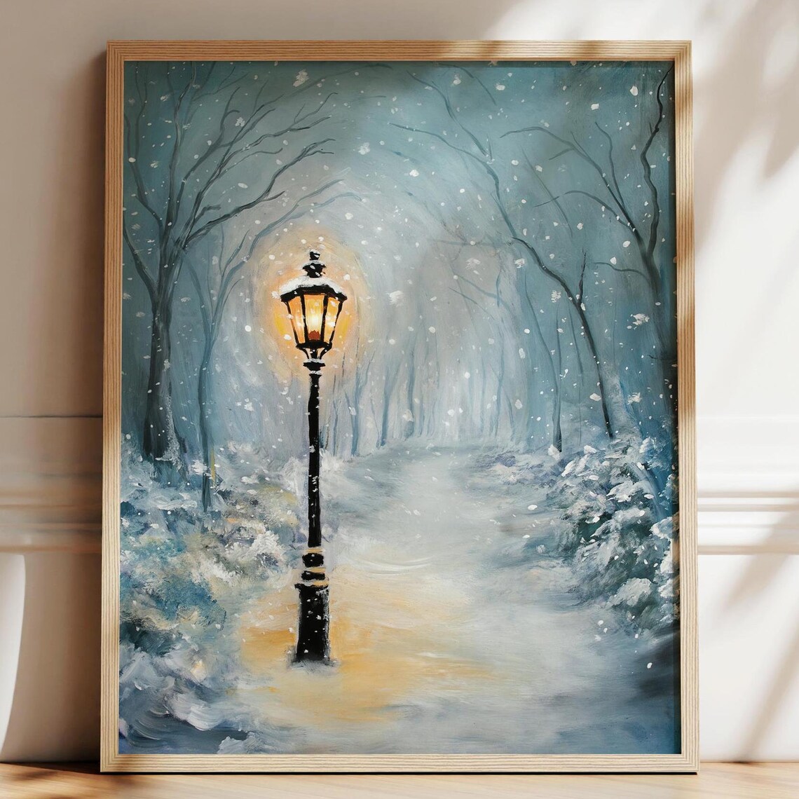 Narnia Lamppost Snow Pine Trees Winter Art Print