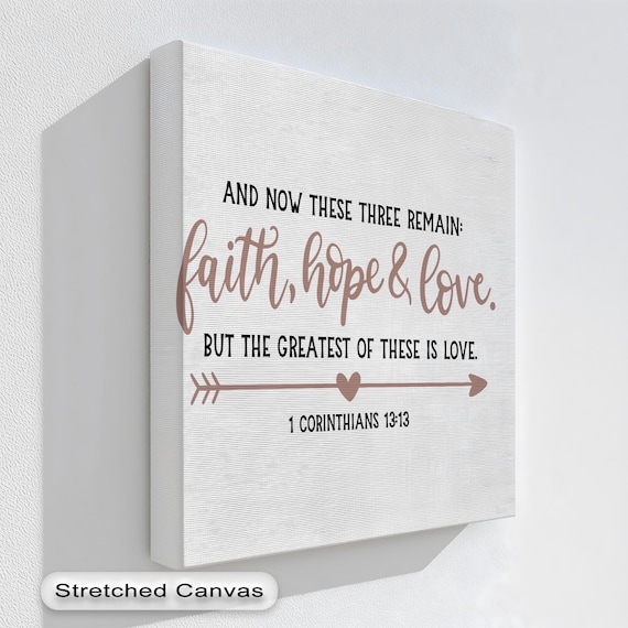 Faith Hope Love 1 Corinthians 1313 Bible Verse Script Wall Art