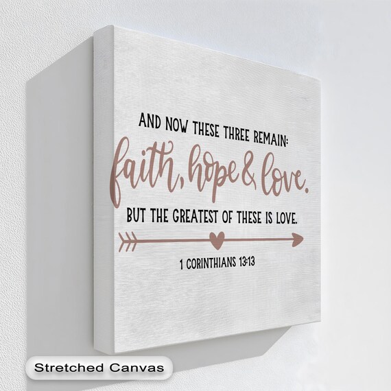 Faith Hope Love Bible Verse Wall Art 1 Corinthians 1313 Scripture Print Christian Quote Poster Framed Neutral Decor For Living Room
