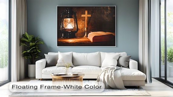 Bible Cross And Lantern Rustic Still Life Christian Home Poster