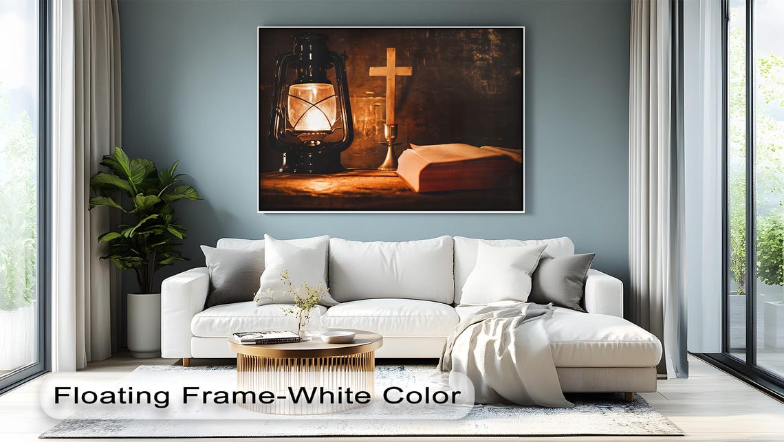 Bible Cross And Lantern Rustic Still Life Christian Home Poster