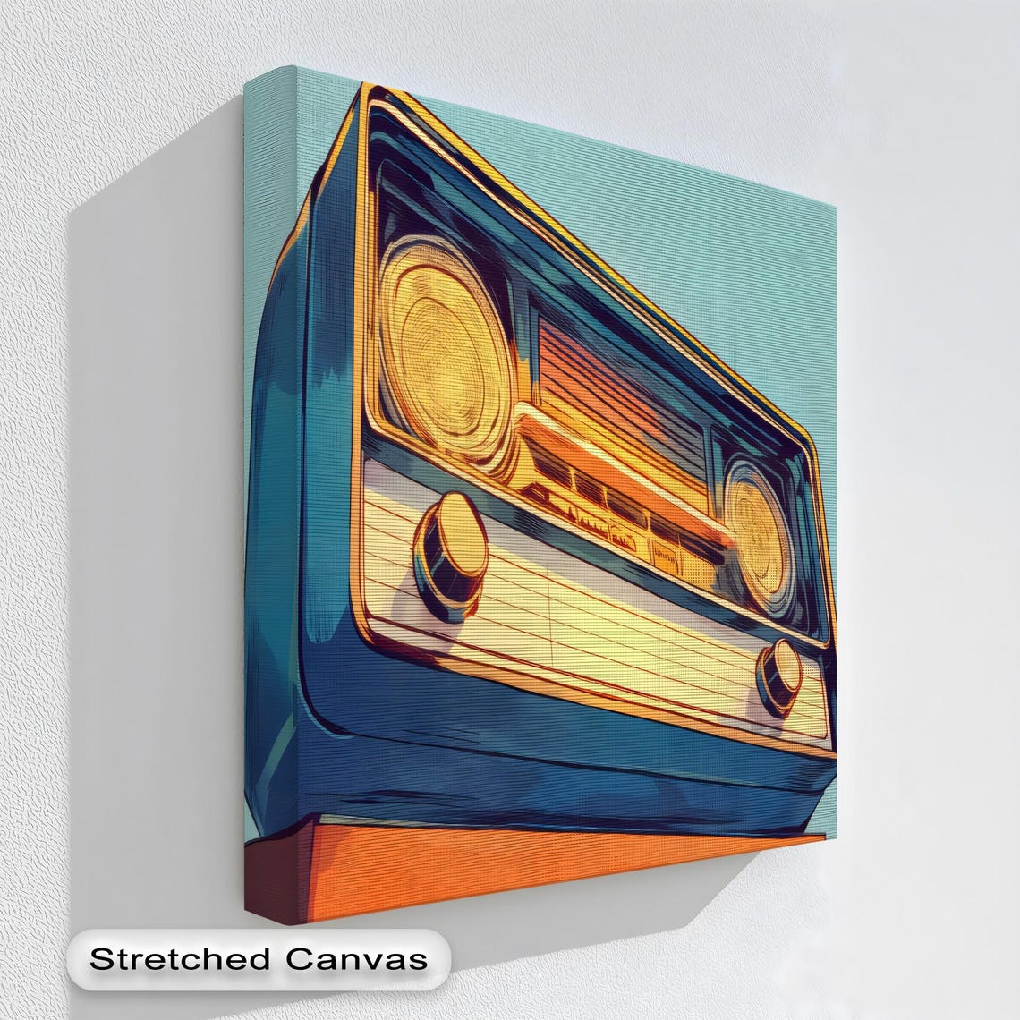 Retro Tabletop Radio Teal Orange Midcentury Style Kitchen Poster