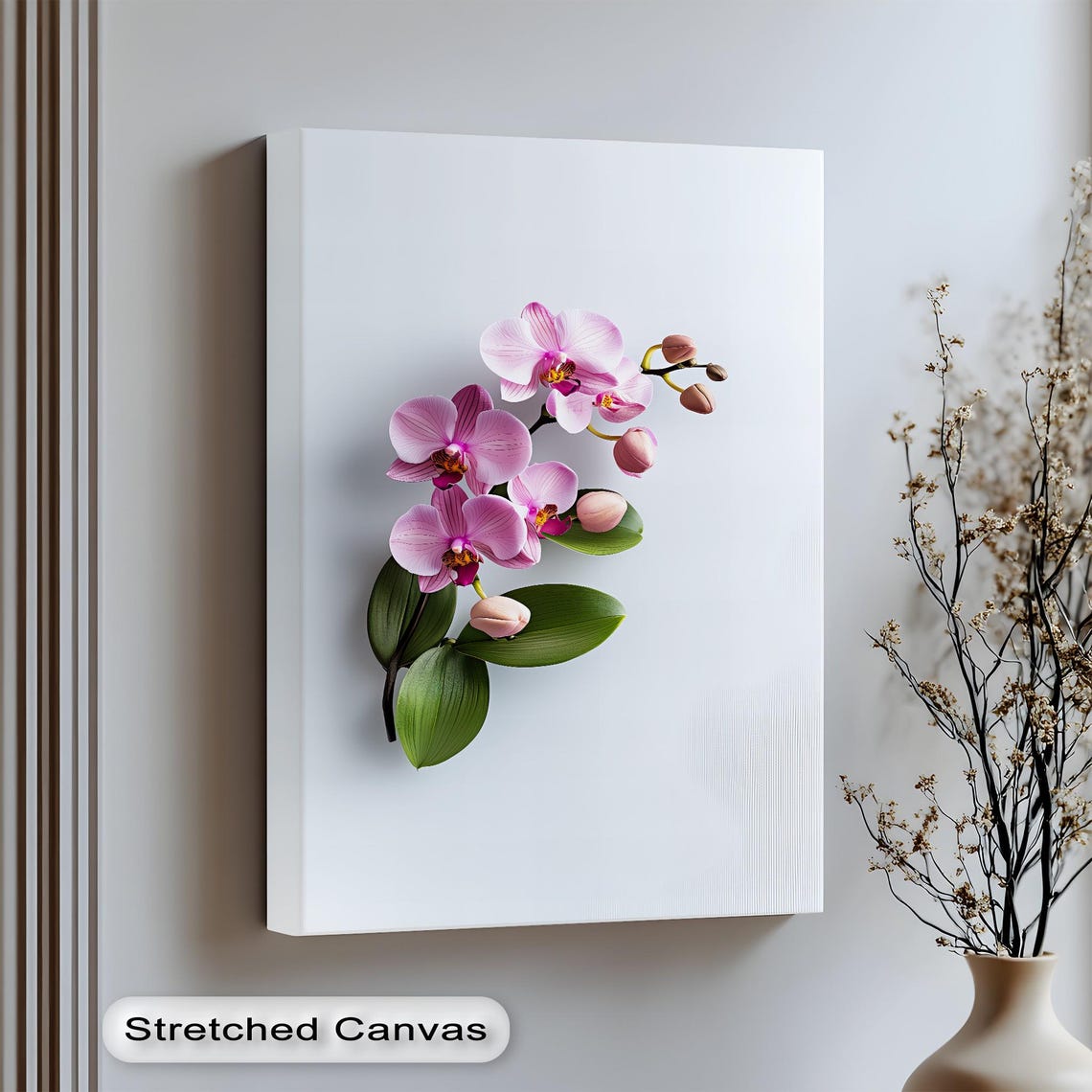 Pink Orchid Flower Canvas Art Modern Botanical Print