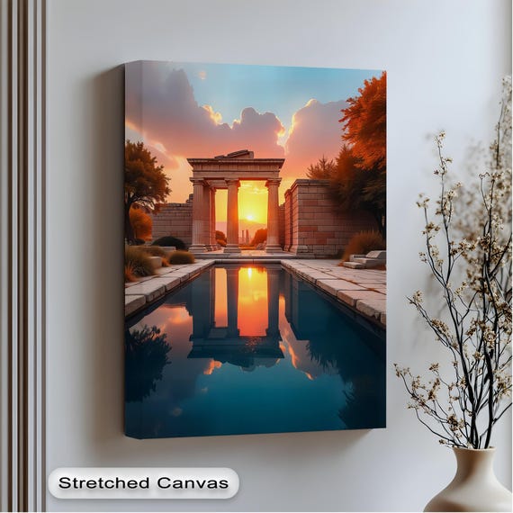 Golden Temple Sunset Canvas Print Reflective Pool Prints With Frame Art