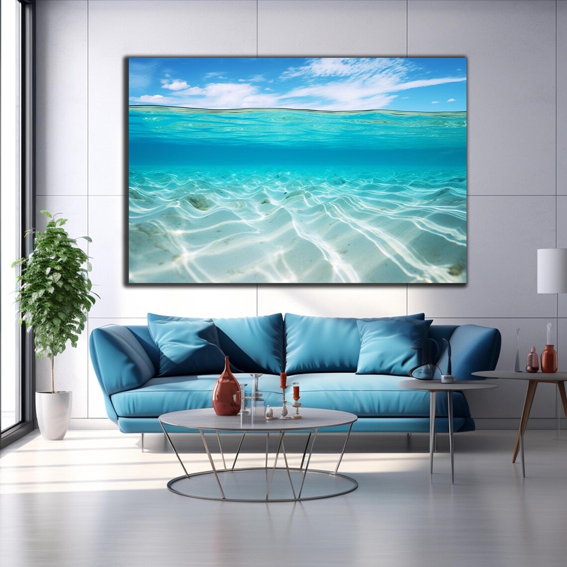 Sea View Beach Wall Art, Ocean Island Landscape