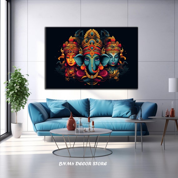 Tempered Glass Ganesha Wall Art Indian God Decor Ganesha Abstract Wall Decor Buddhist Figures Wall Art Wall Hangings Lord Ganesha