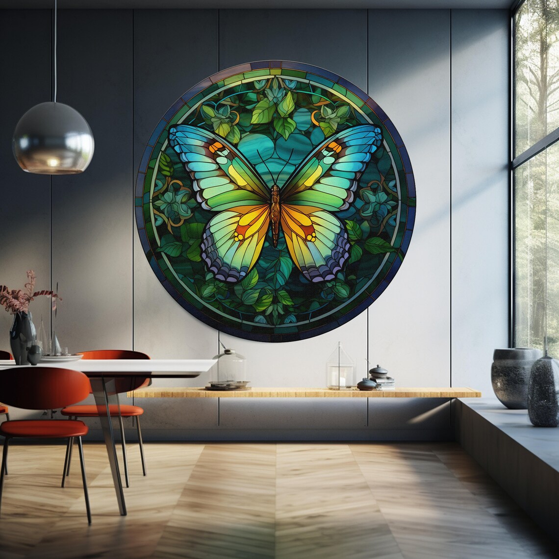 Green Butterfly Round Animal Art Print, Gift For Her - Image 2
