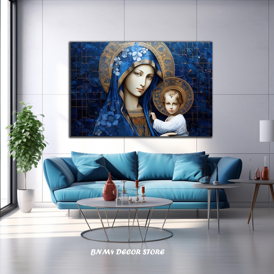 Virgin Mary And Jesus Christian Wall Art Print