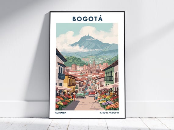 Bogot Colombia Travel Poster Vintage Wall Art Print Retro City Decor For Living Room Or Office Modern Artwork Gift