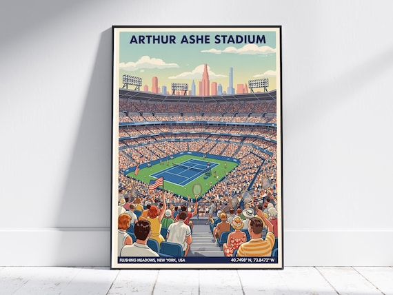 Arthur Ashe Stadium Flushing Meadows New York Tennis Night Poster