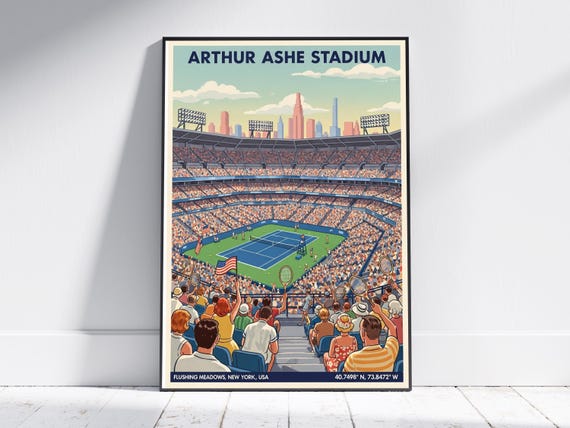 Arthur Ashe Stadium Vintage Poster New York Tennis Art Print Retro Wall For Sports Lovers Home Decor Gift Living Room Or Office