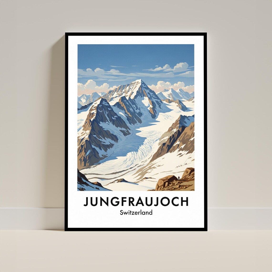 Jungfraujoch Switzerland Alpine Glacier Vintage Travel Art Poster
