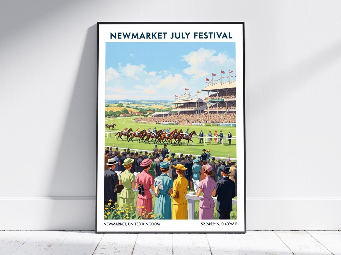 Newmarket July Festival Horse Racing Vintage Sport Event Poster