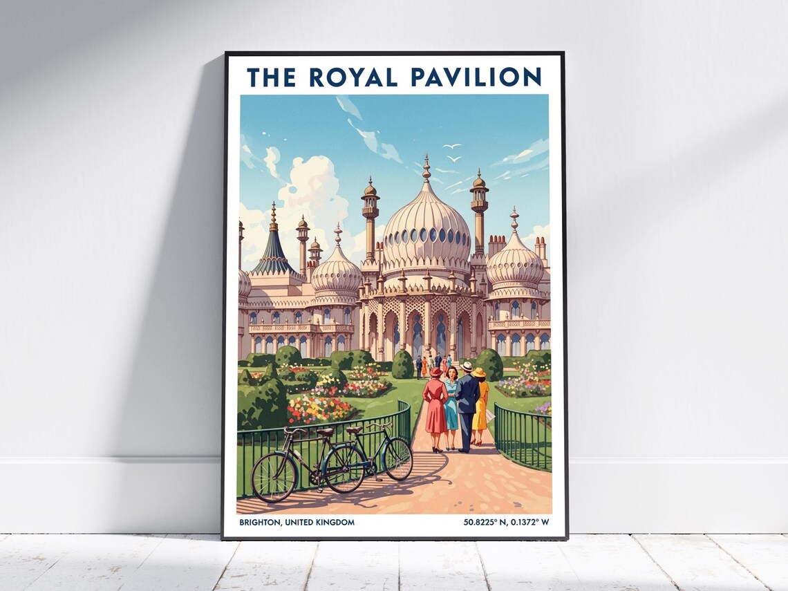 The Royal Pavilion Brighton United Kingdom Vintage Travel Art Poster