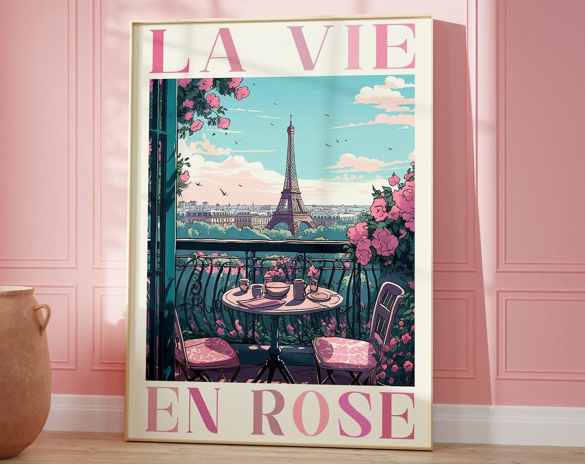 La Vie En Rose Paris Eiffel Tower Quote Art Print