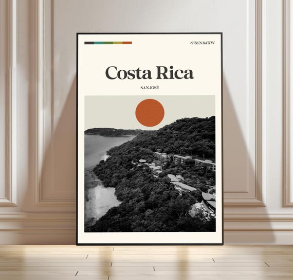 Costa Rica Poster San Jose Travel Print Landscape City Gift Art