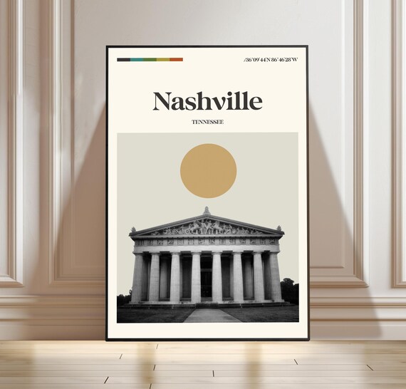 Nashville Tennessee Minimalist Travel Poster Parthenon Landmark Art